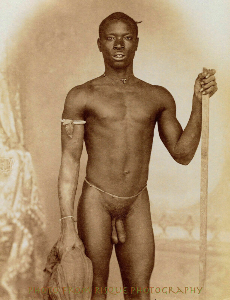 Vintage Nude Male African Man with Spear Strong Naked Warrior - Risque Art  Gallery