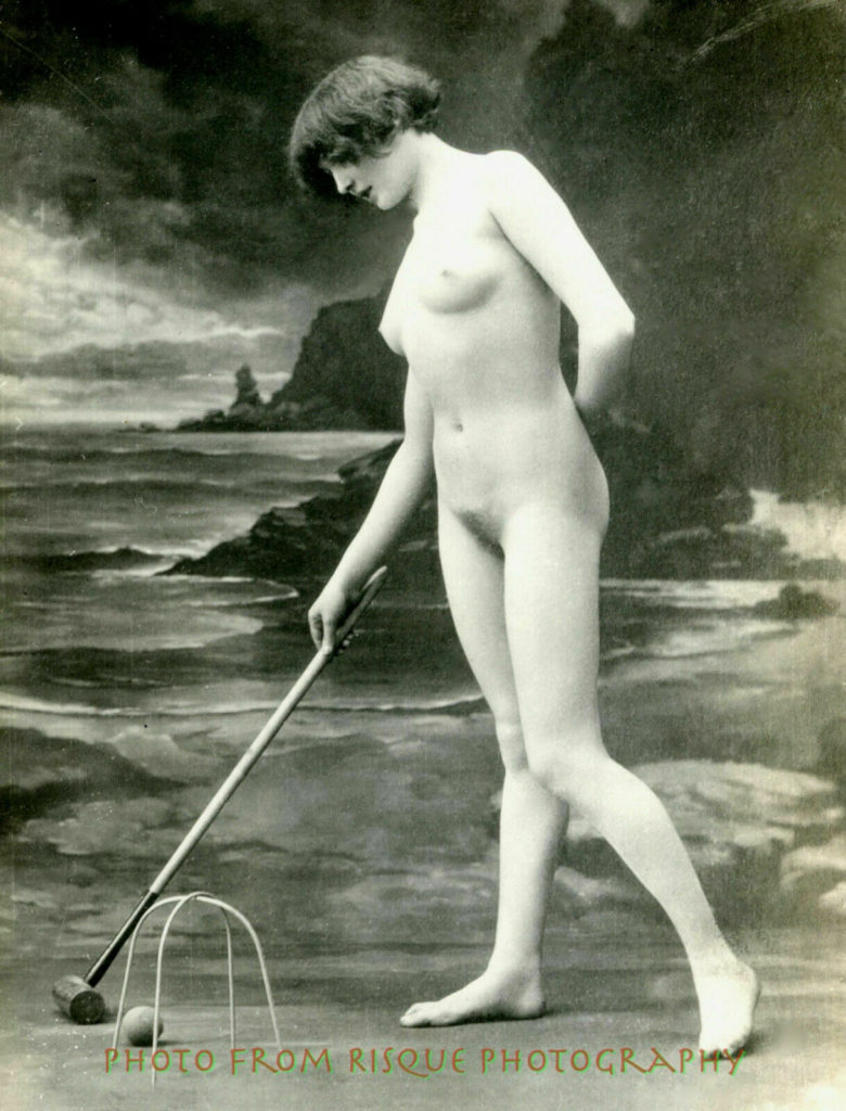 Vintage Nude Woman Playing Croquet - Risque Art Gallery